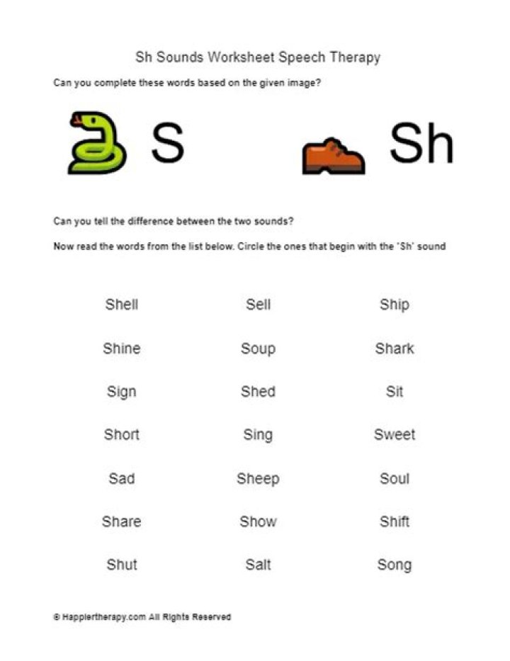 Sh Sound Worksheets PDF for Early Readers