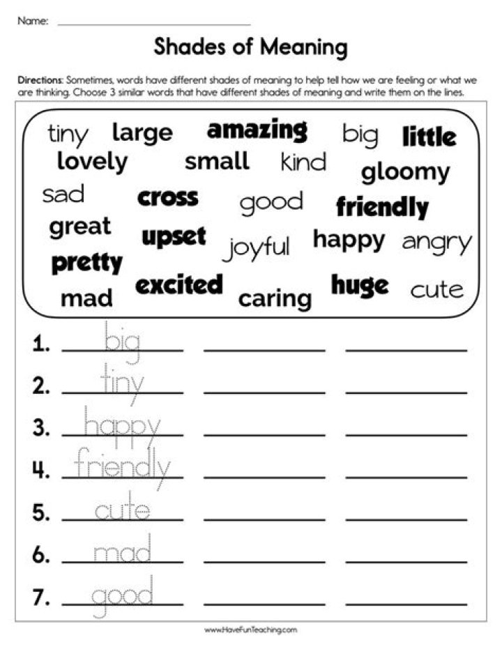 Shades of Meaning Worksheet PDF: Deepen Your Vocabulary Skills