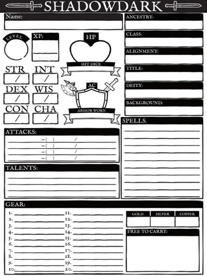Download Free Shadowdark Character Sheet PDF – Instant Character Creation Tool