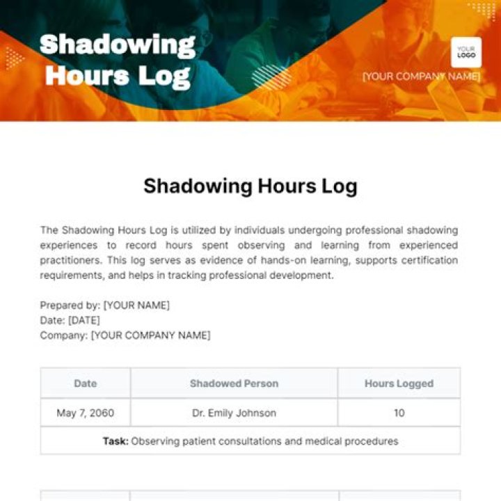 Shadowing Hours Log Sheet PDF – Download and Track Work Hours Easily