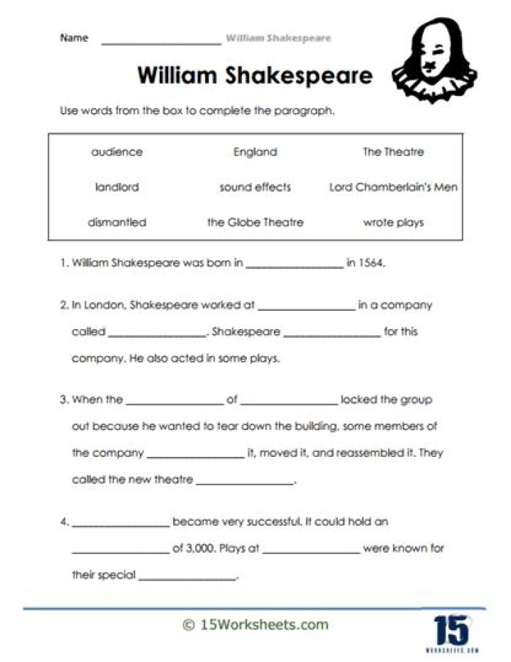 Free Shakespeare Worksheets for High School - PDF Download