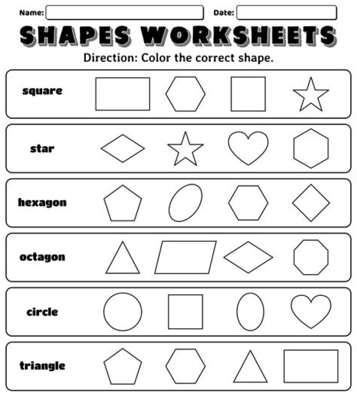 Free Shapes Worksheets for Preschool PDF Download