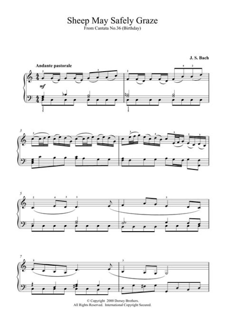 Sheep Can Safely Graze Piano Sheet Music PDF Free