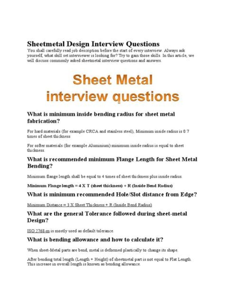 Sheet Metal Interview Questions and Answers PDF Guide