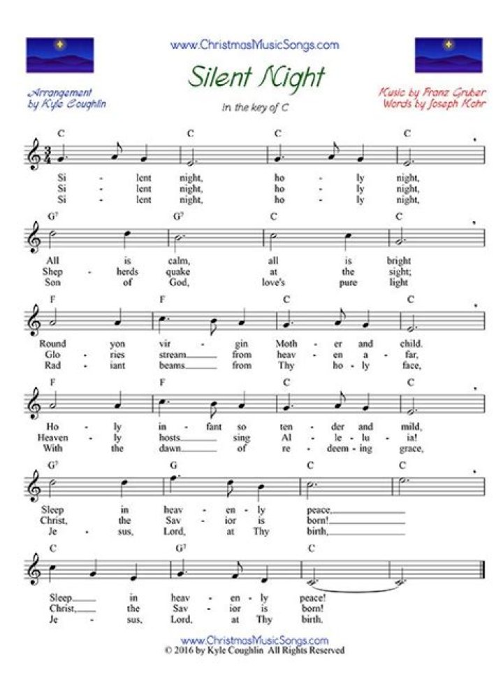 Sheet Music for Silent Night PDF – Download Free Christmas Carols