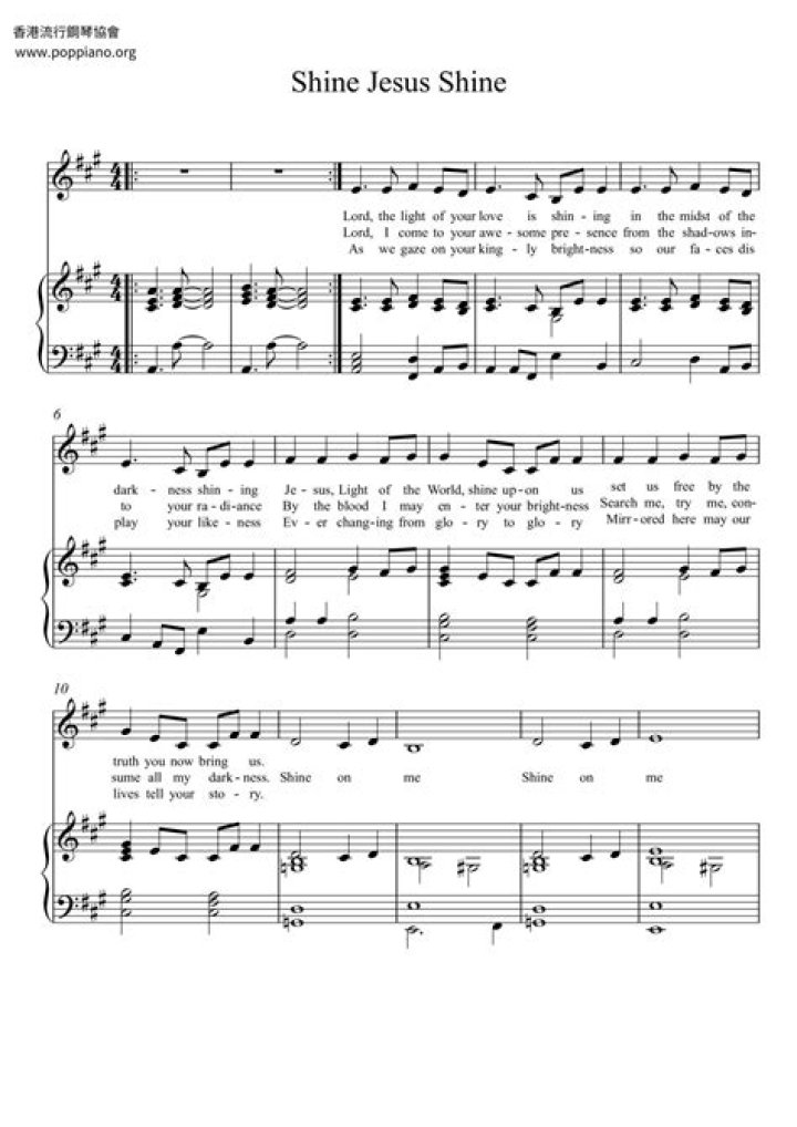 Shine Jesus Shine Sheet Music PDF – Free Download