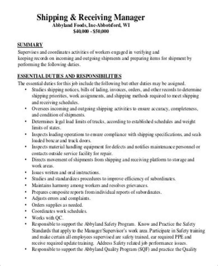 Shipping Manager Job Description PDF: Full Role & Responsibilities