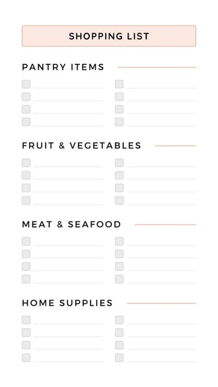 Free Shopping List PDF Template for Easy Meal Planning