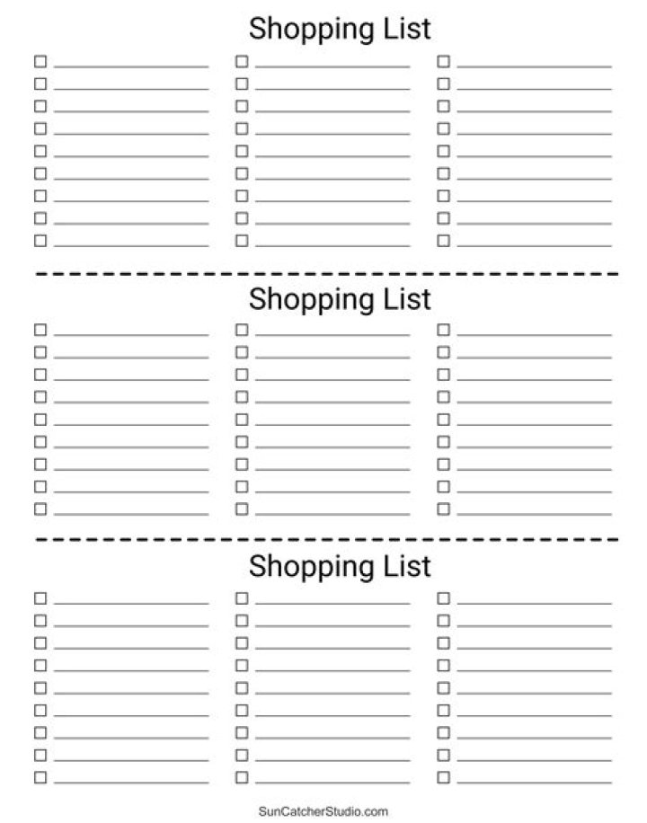 Free Shopping List Template PDF for Everyday Shopping