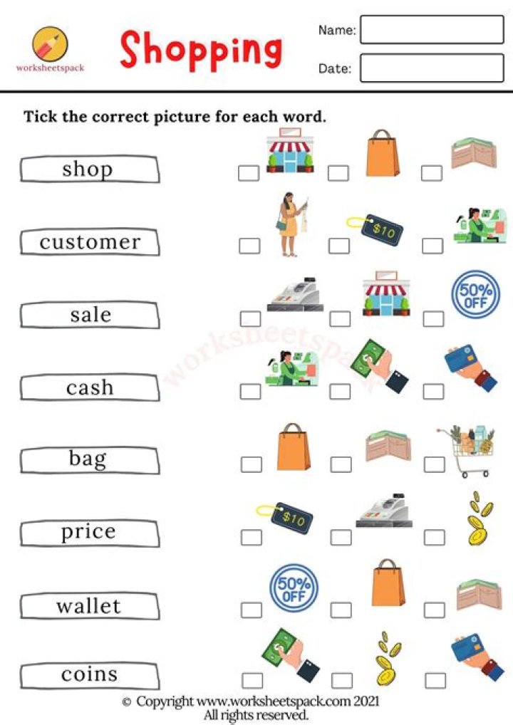 Shopping Worksheets PDF for Smart, Stress-Free Shopping