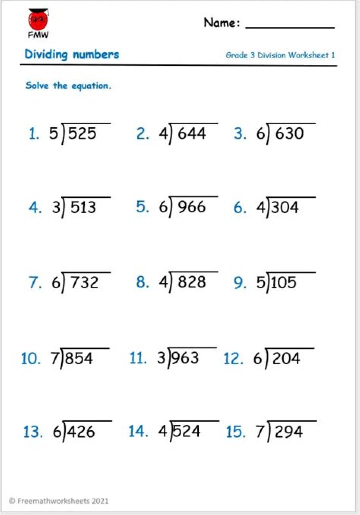Free Short Division Worksheets PDF for Easy Math Practice