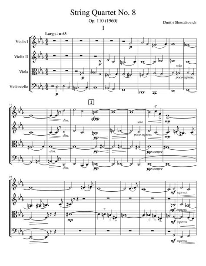 Shostakovich String Quartet 8-Sheet Music PDF – Full Score Download