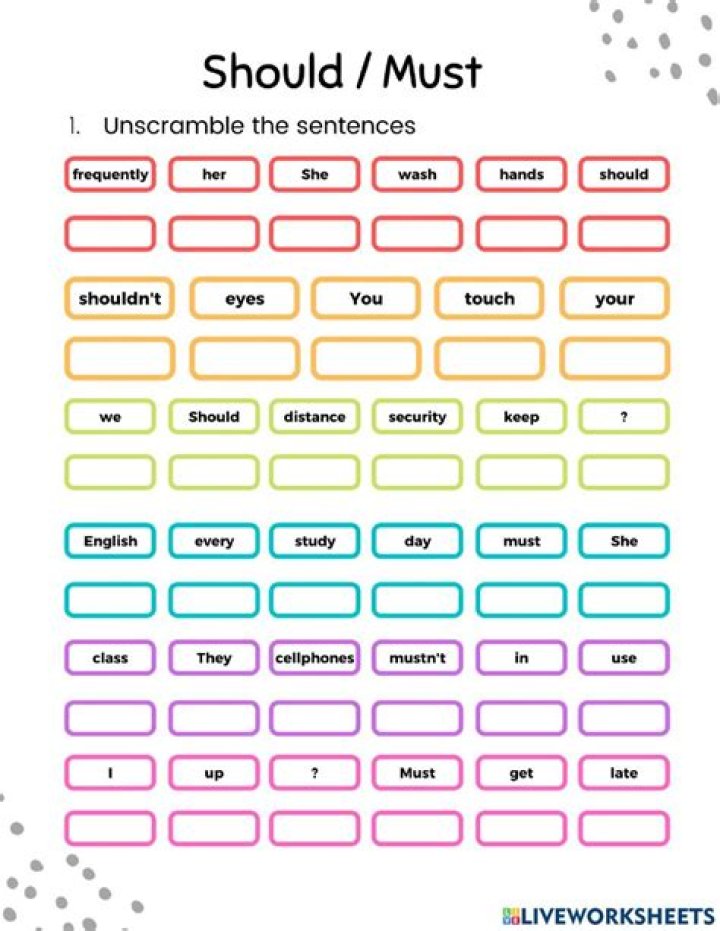 Free Printable Should Must Worksheet PDF – Essential Compliance & Responsibility Checklist