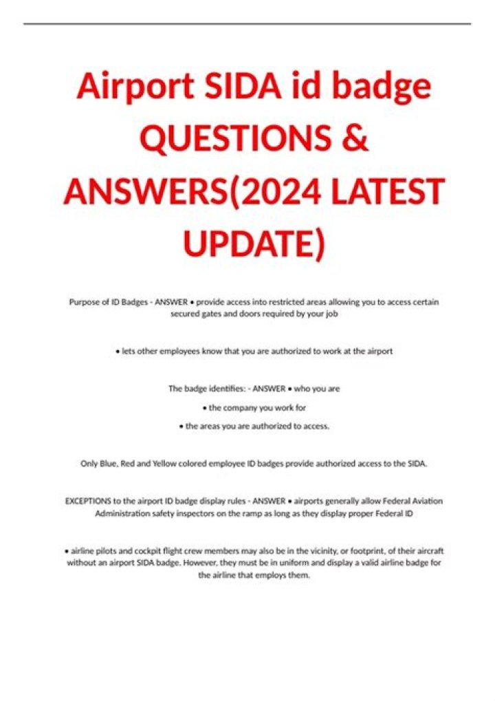 SIDA Airport Test Answers 2023 PDF – Official Exam Guide & Answers