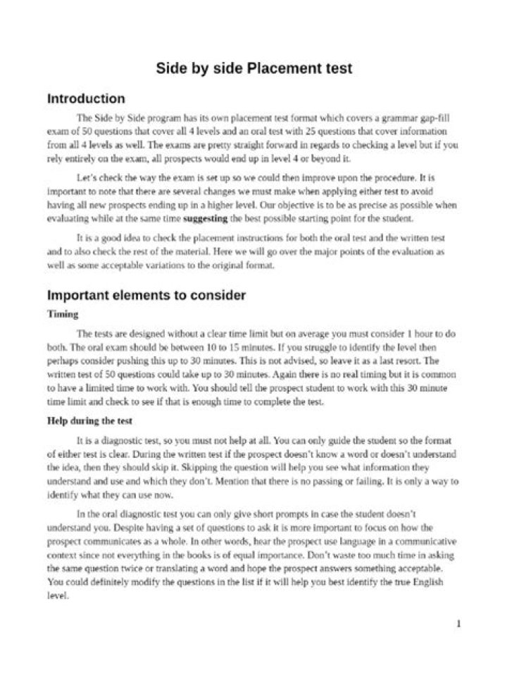 Side by Side Placement Test PDF: Optimize Your Design Layout