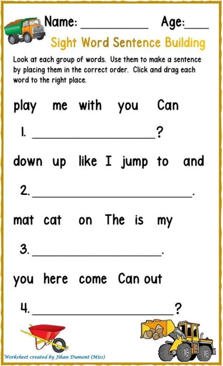Free Printable Sight Word Sentences Worksheets PDF – Instant Download