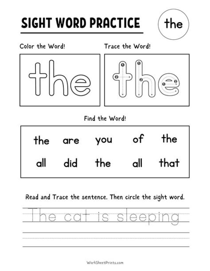 Free Sight Words Practice Worksheets PDF – Instant Download