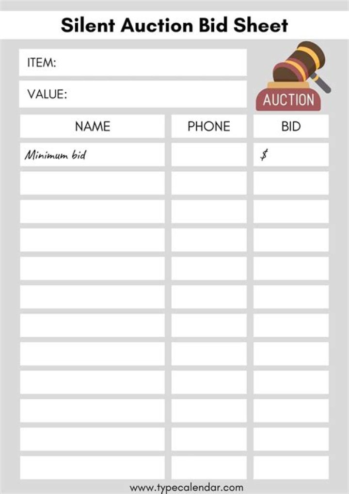 Free Silent Auction Bid Sheets PDF – Download Instant Templates