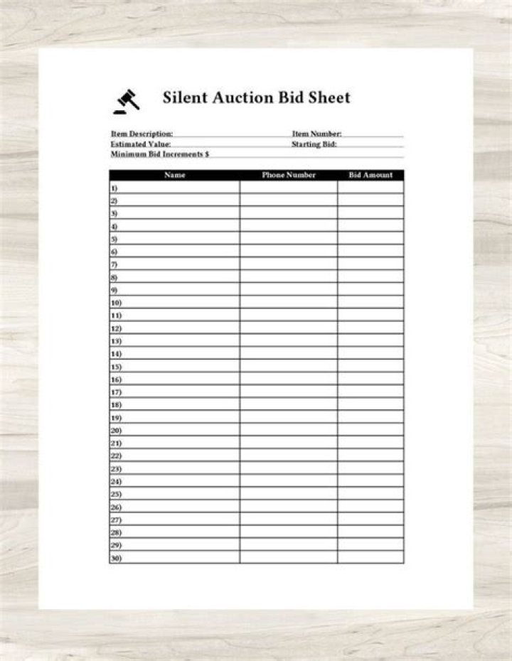 Free Silent Auction Sheet PDF for Instant Download