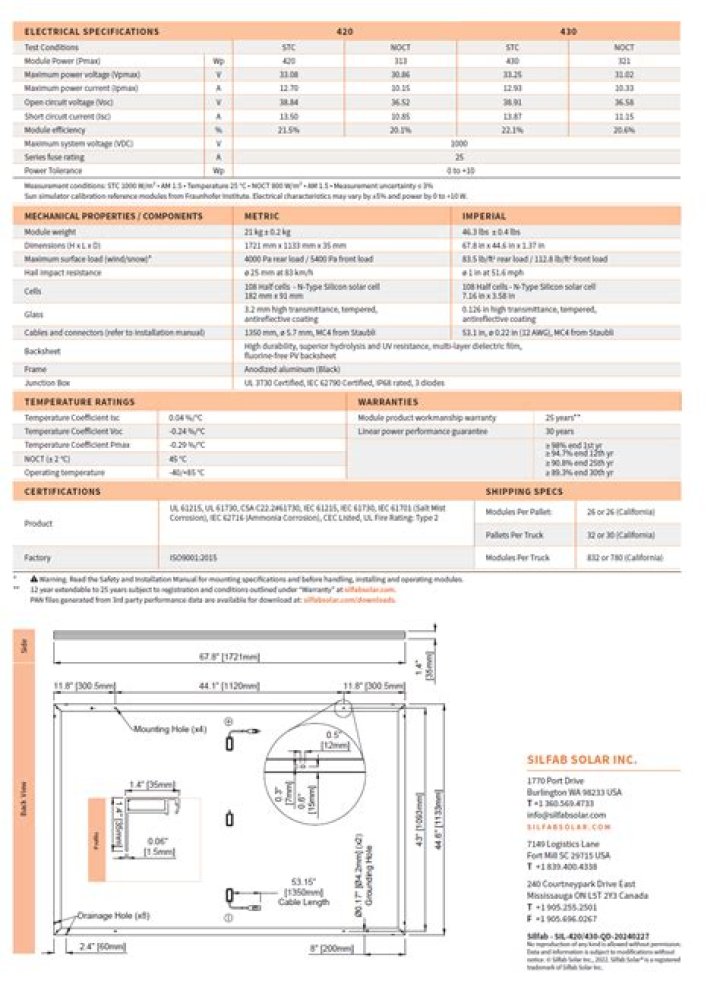 Silfab 380 HC Spec Sheet PDF – Complete Technical Specifications