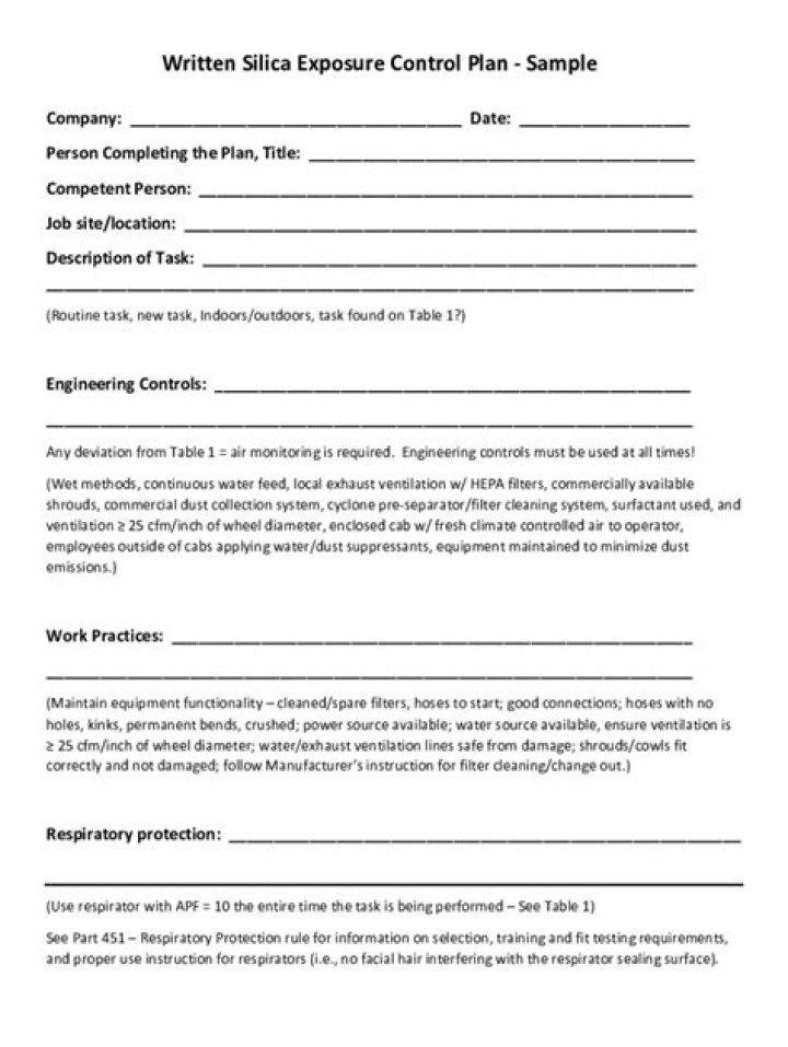 Silica Exposure Control Plan PDF: Safe Work Practices & Compliance