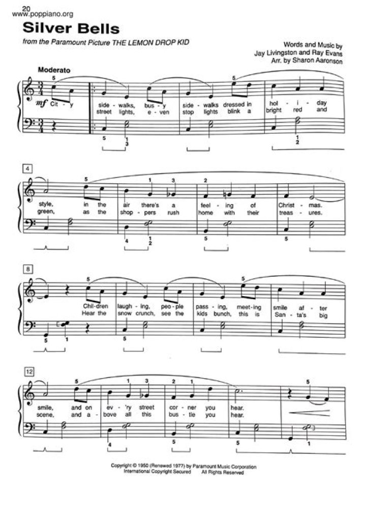 Silver Bells Sheet Music PDF – Download Free Carols for Christmas