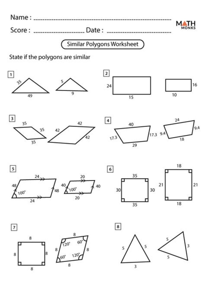 Free Similar Polygons Worksheet PDF for Easy Practice