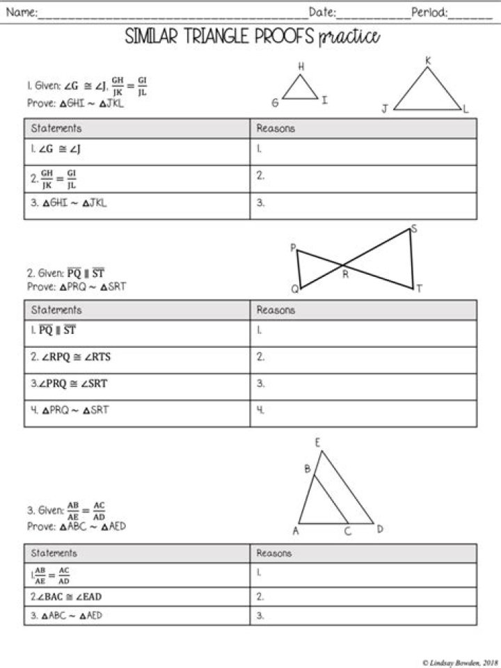 Similar Triangle Proofs Worksheet PDF – Practice & Solve Geometry Problems