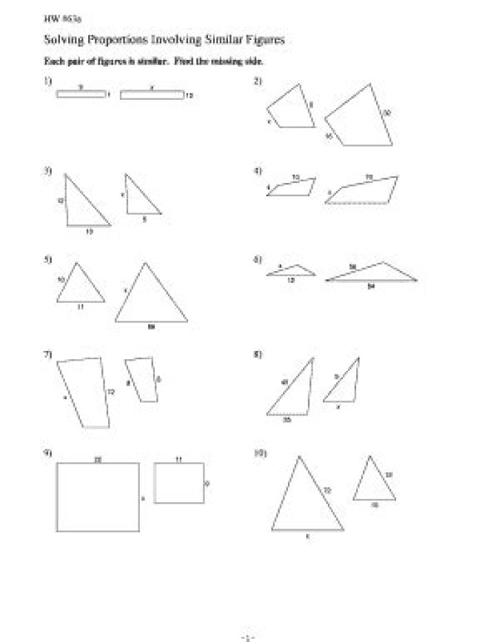 Similar Triangles Proportions Worksheet PDF – Practice Geometry Problems