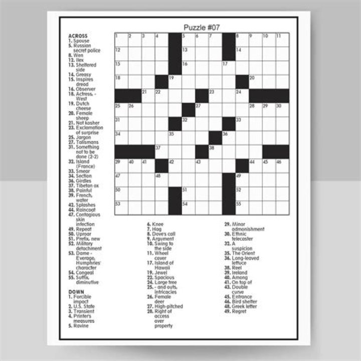 Simple Crossword Puzzle PDF with Answers for Free