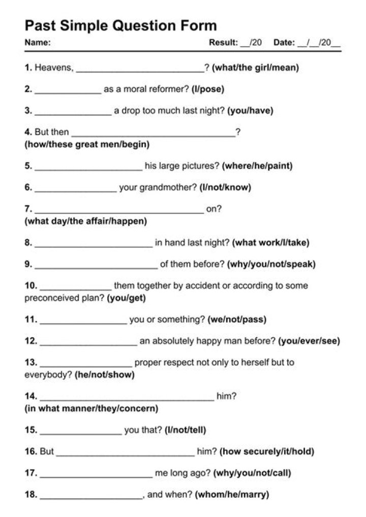 Simple Past Questions Exercises PDF – Practice & Master Grammar