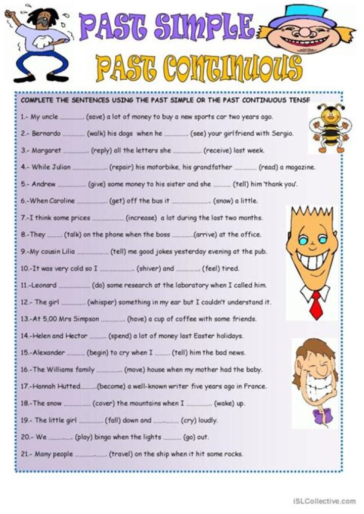 Simple Past vs Past Continuous Exercises PDF with Answers
