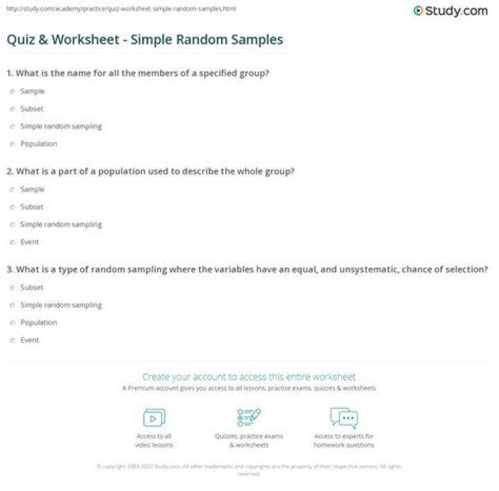 Simple Random Sampling Questions and Answers PDF for Beginners