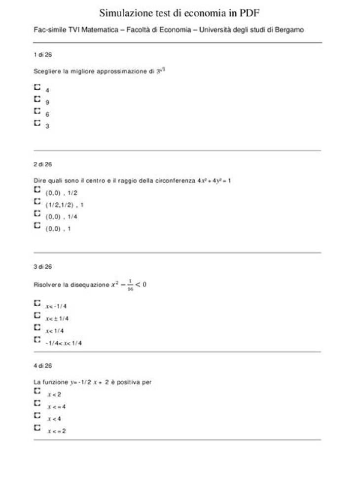 Simulazione Test Economia PDF: Scarica Gratis per Studiare