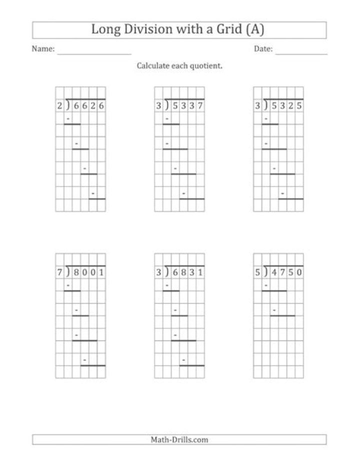 Free Single Digit Long Division Worksheets PDF for Easy Math Practice