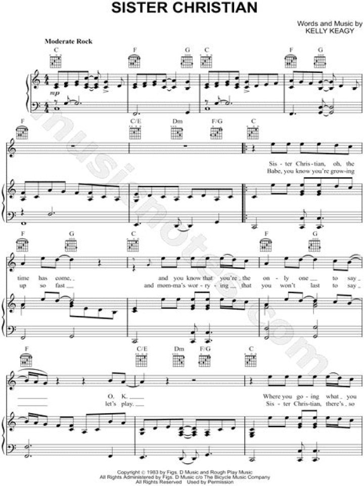 Sister Christian Piano Sheet Music PDF – Free Download