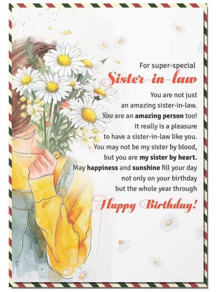SisterInLaw Happy Birthday Greeting Card Cards