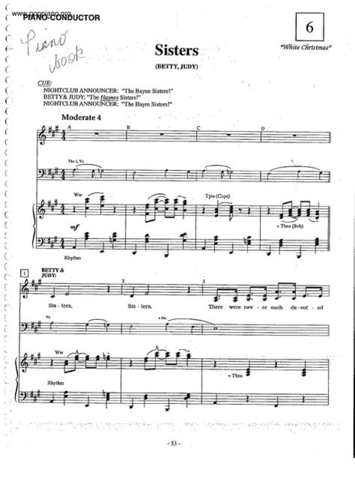 Sisters White Christmas Sheet Music PDF – Download Instantly