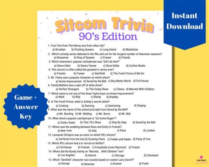 Sitcom Quiz 50 Questions & Answers PDF – Fun & Knowledge Test