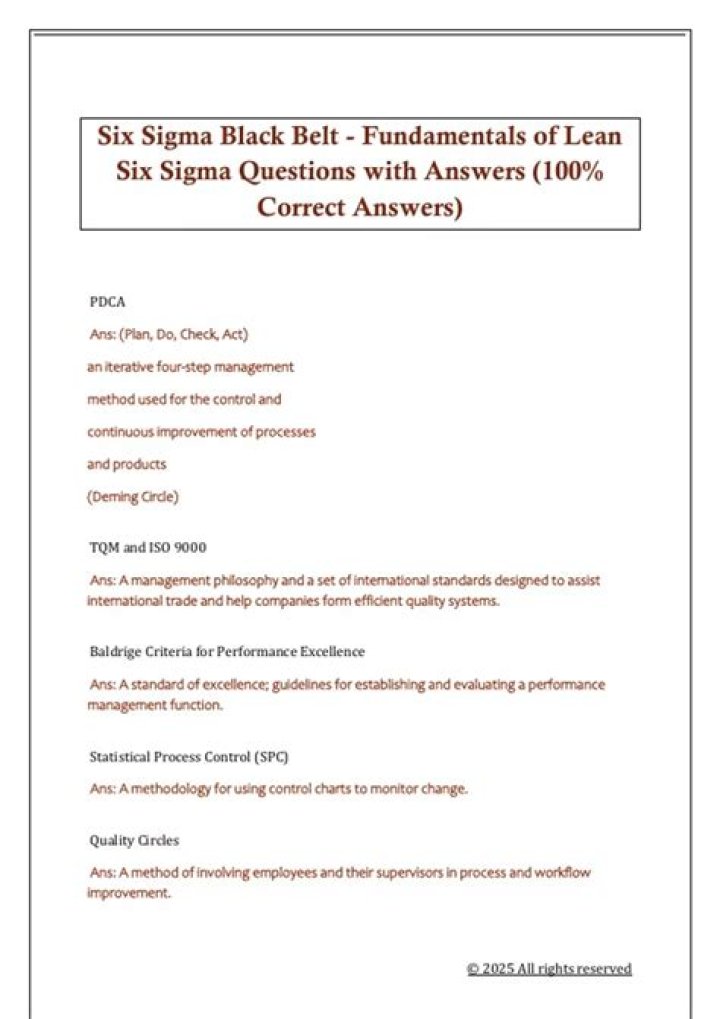 Six Sigma Black Belt Questions and Answers PDF: Expert Guide