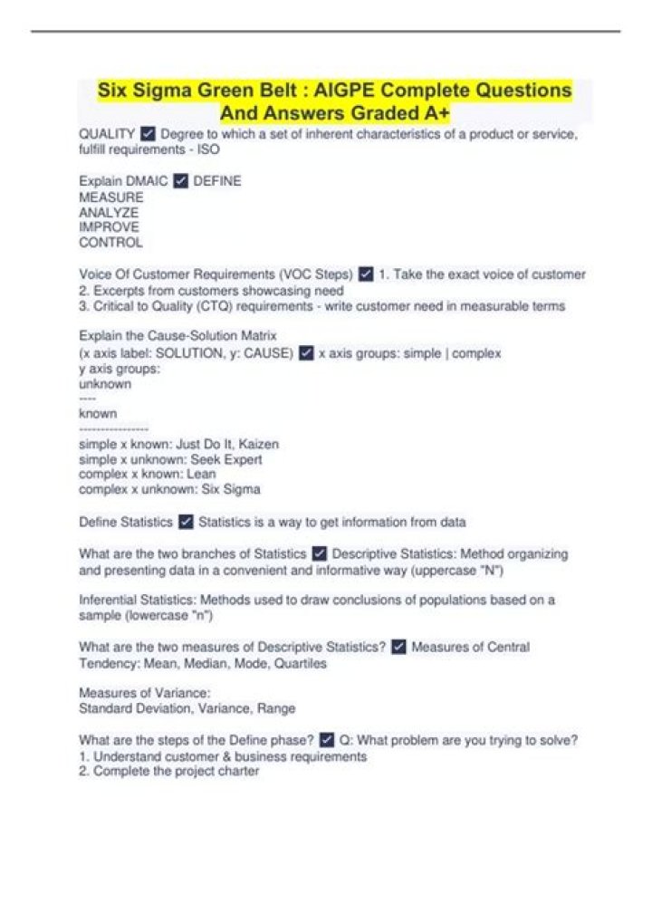 Six Sigma Green Belt Questions and Answers PDF: Master Certification Exam Prep