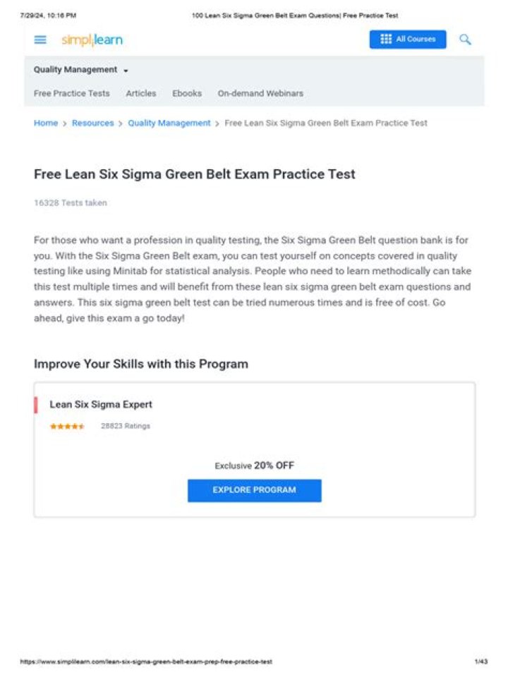 Six Sigma Green Belt Test PDF: Pass Your Certification Exam