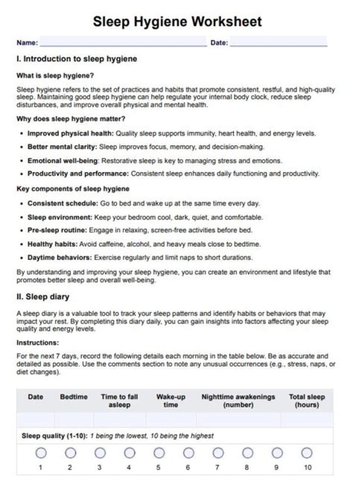 Sleep Worksheet PDF: Track & Improve Your Sleep Habits