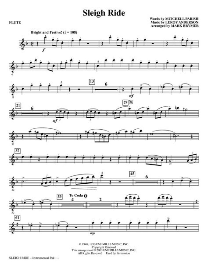 Sleigh Ride Flute Sheet Music PDF – Play Holiday Classics Easily