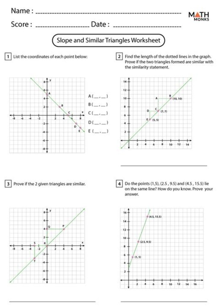 Slope and Similar Triangles Worksheet for 8th Grade – PDF Download