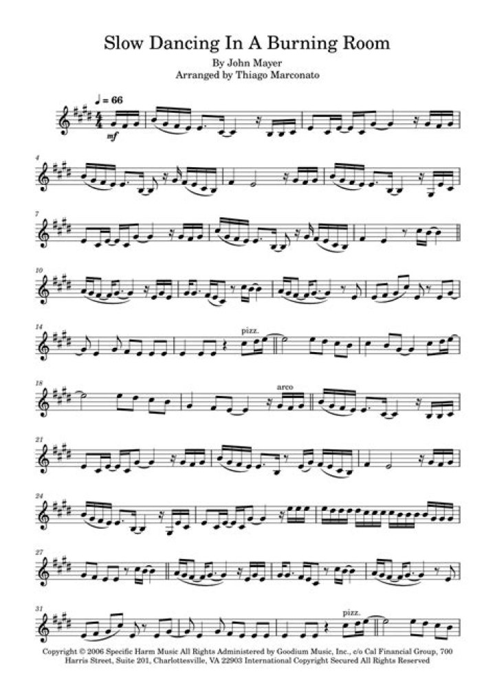 Slow Dancing in a Burning Room Piano Sheet Music PDF – Emotional Piano Performance