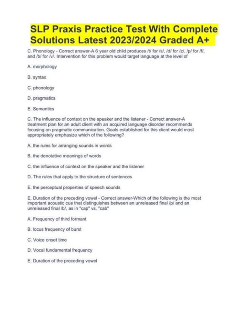 SLP Praxis Praxis Practice Test PDF – Instant Download