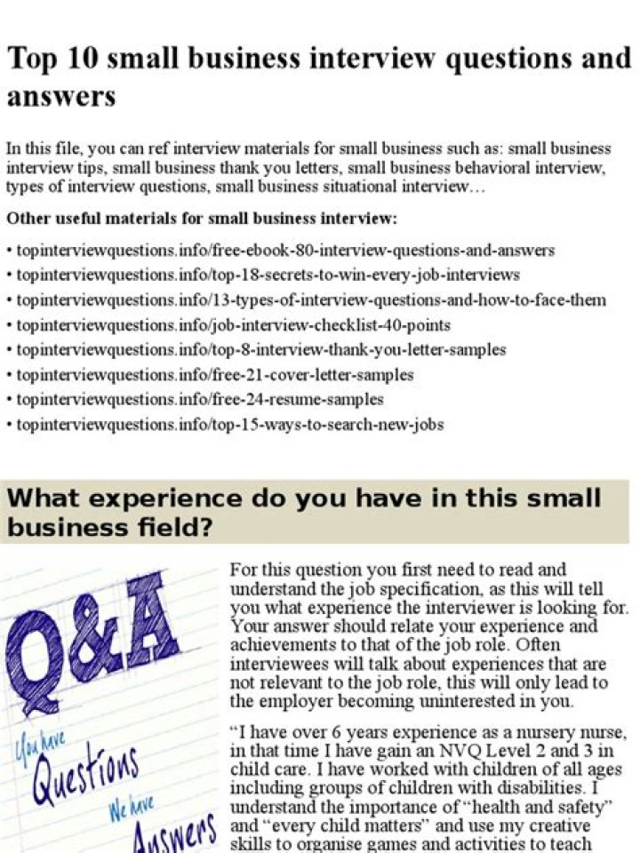 Small Business Interview Questions & Answers PDF for Job Success