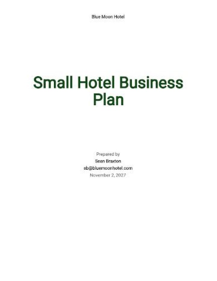 Small Hotel Business Plan PDF Free – Download Now