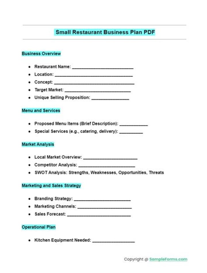 Small Restaurant Business Plan PDF Free Download – Instant Template